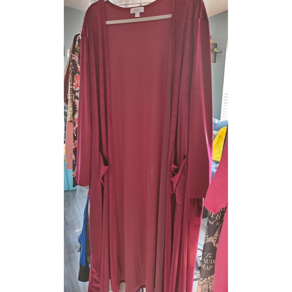 Lularoe Wine Red Velvety Sarah Duster 3X